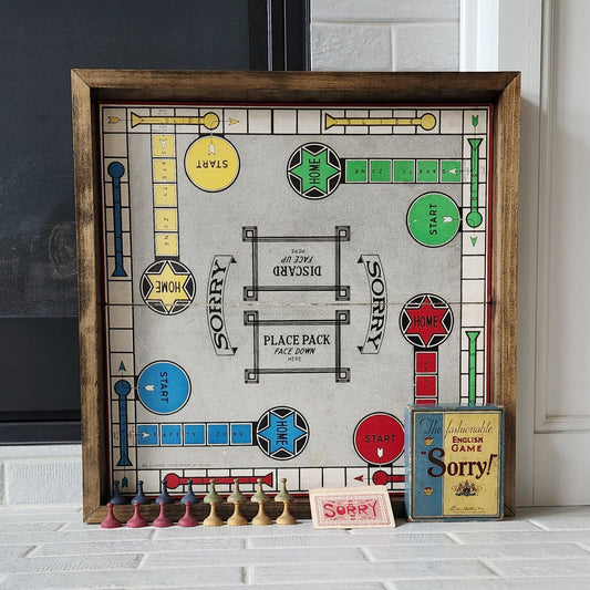 Display and Play 1934 The Fashionable English Game Sorry! Handmade Framed Board Game