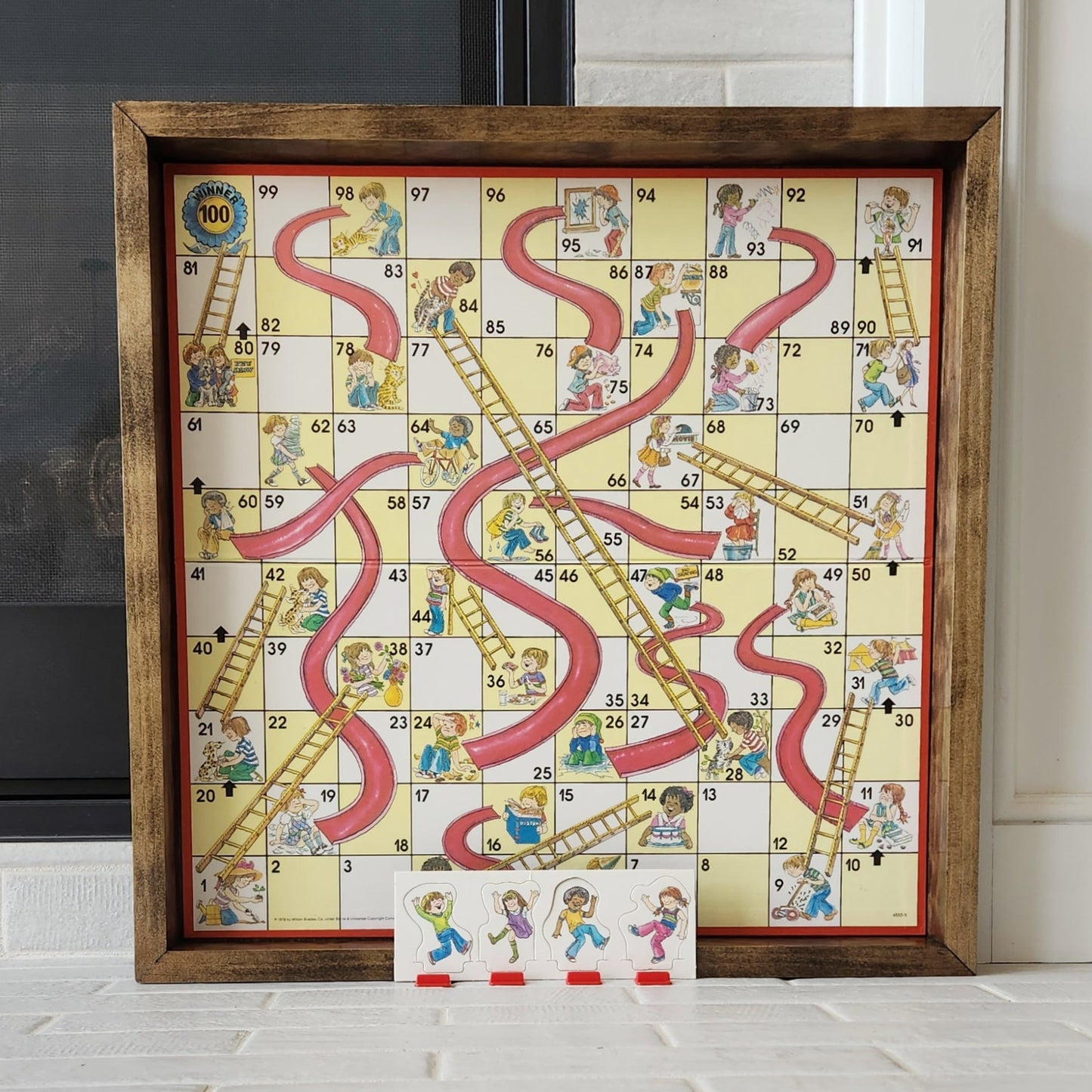 Display and Play 1979 Chutes and Ladders Handmade Framed Board Game
