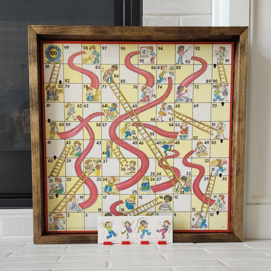 Display and Play 1979 Chutes and Ladders Handmade Framed Board Game