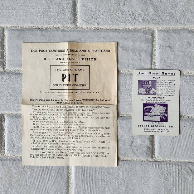 1947 PIT Card Game by Parker Brothers