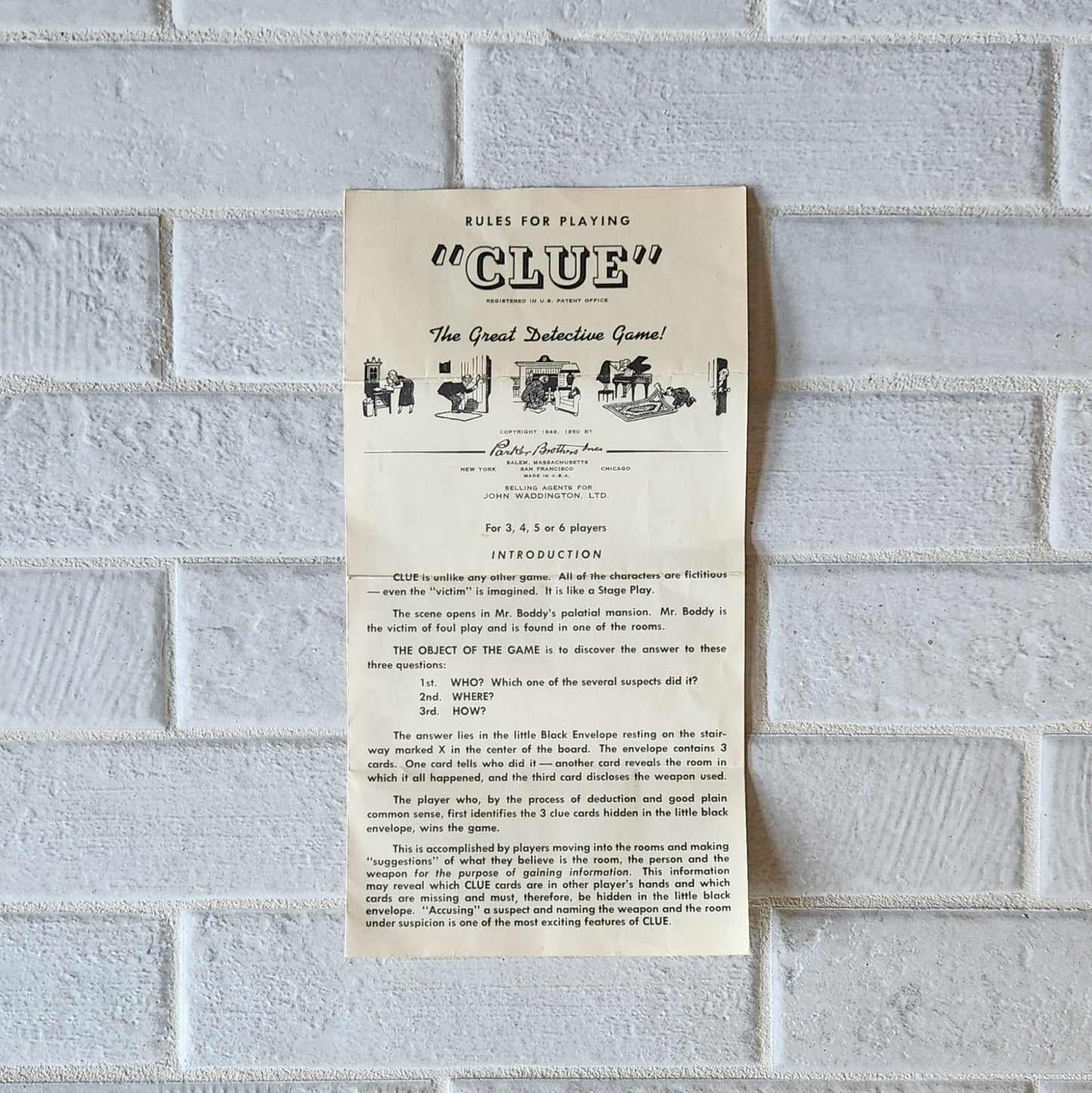 Display and Play 1950 Clue Handmade Framed Board Game