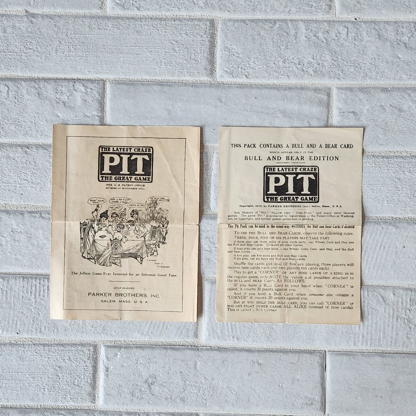 1919 PIT Card Game by Parker Brothers