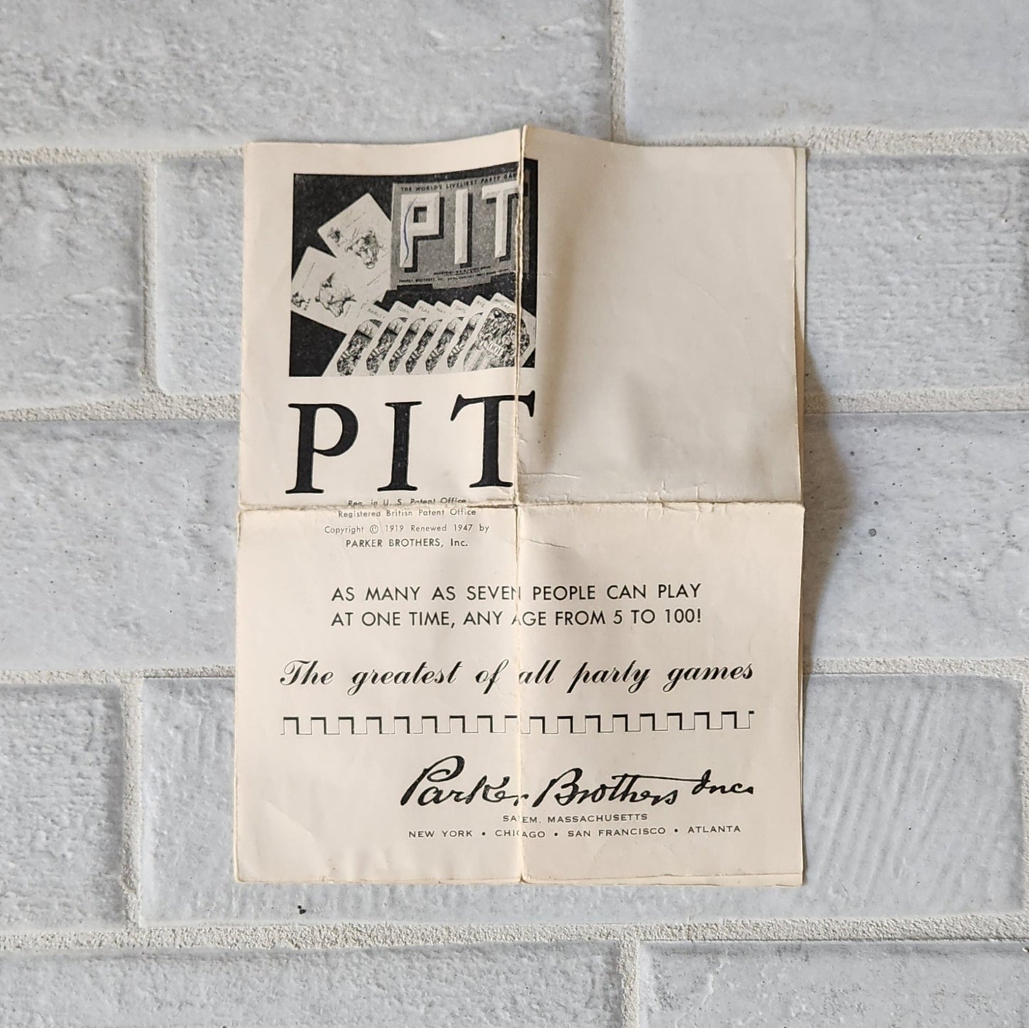 1947 PIT Card Game by Parker Brothers