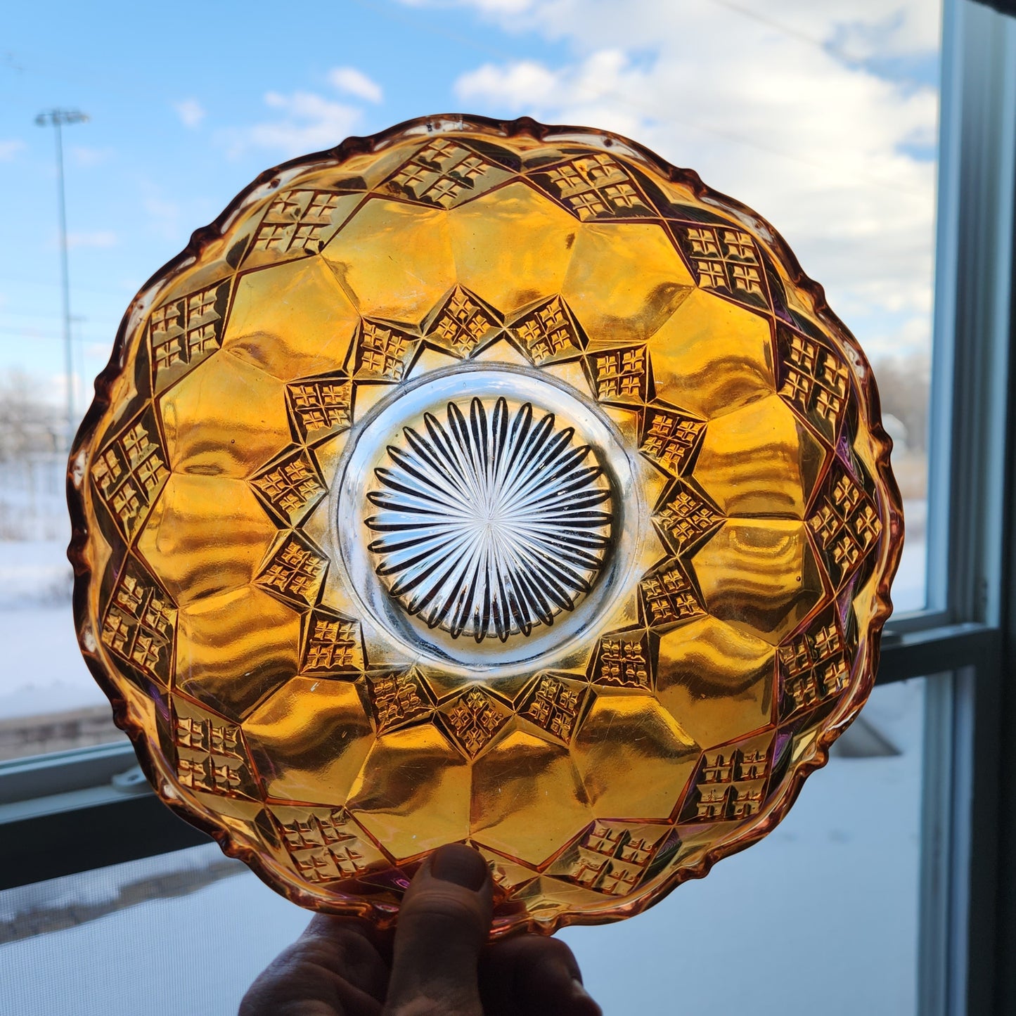 Vintage Marigold Carnival Iridescent Glass Bowl