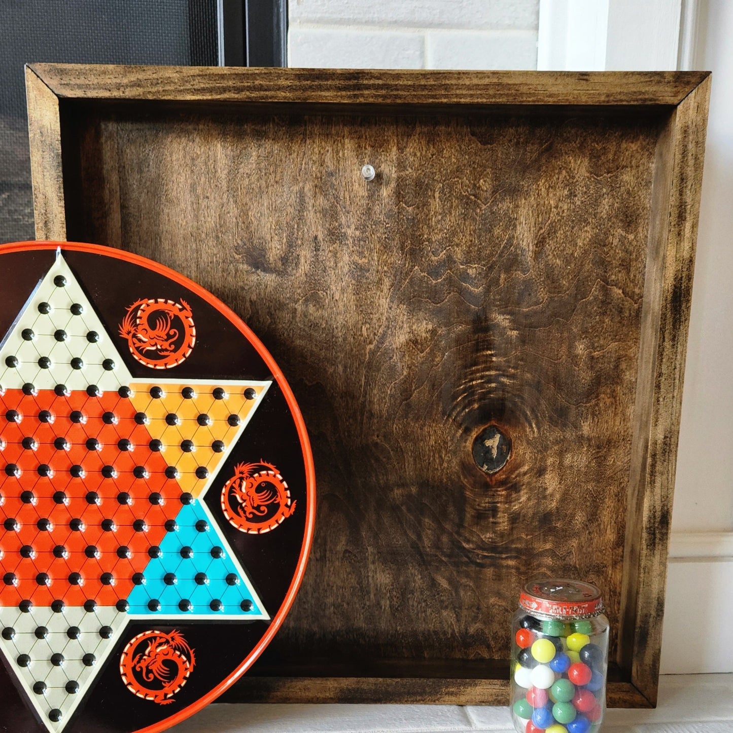 Display and Play 1970s Chinese Checkers Framed Board Game