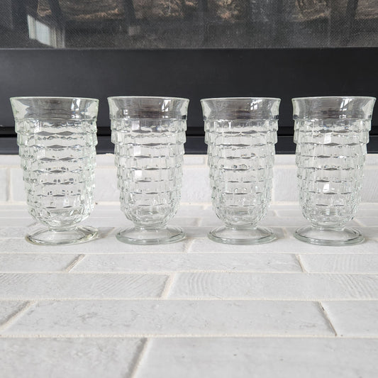 Indiana Glass Lancaster Colony Whitehall Clear Cubist Set of 4 Glasses
