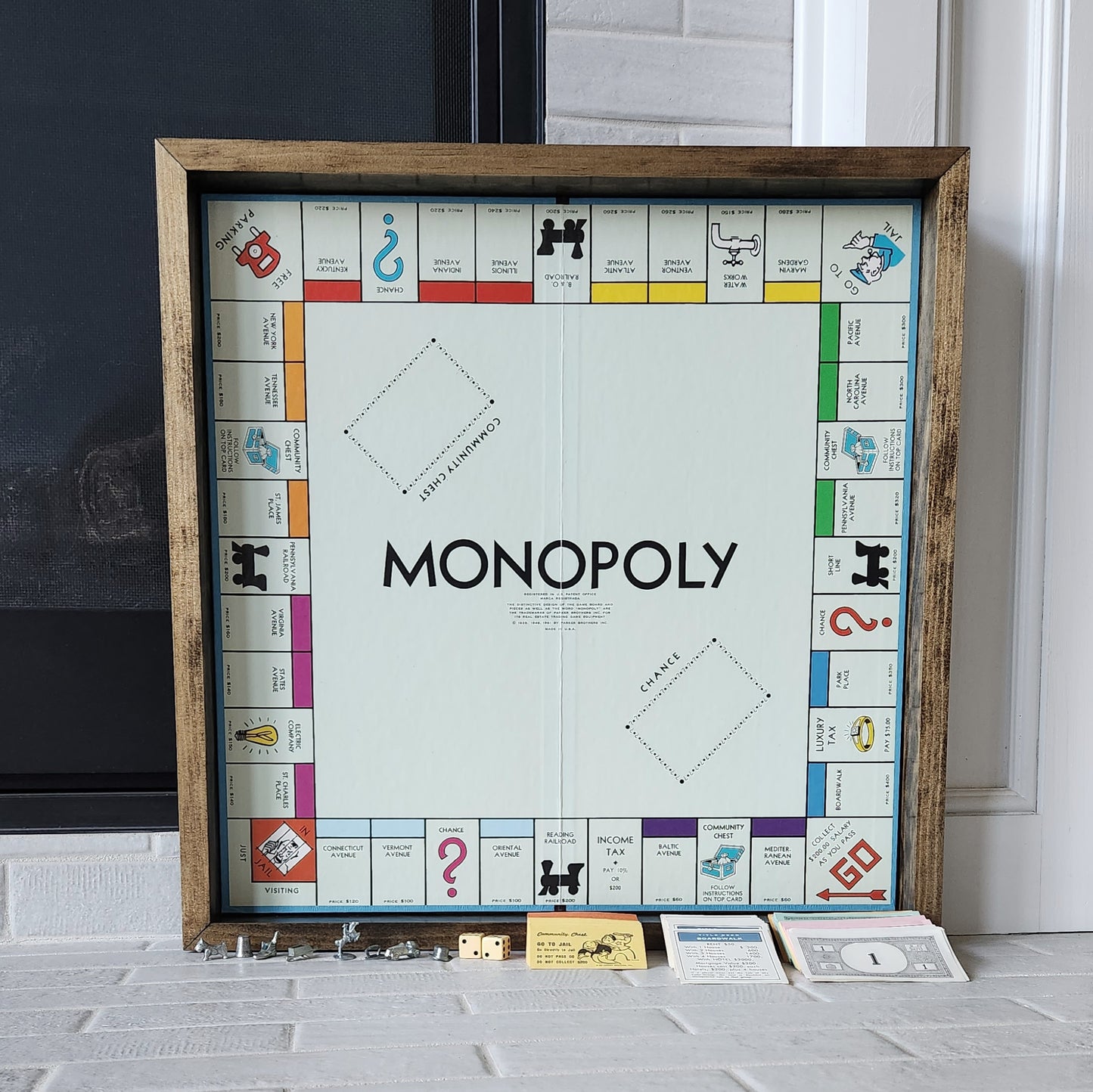 Display and Play 1961 Monopoly Handmade Framed Board Game