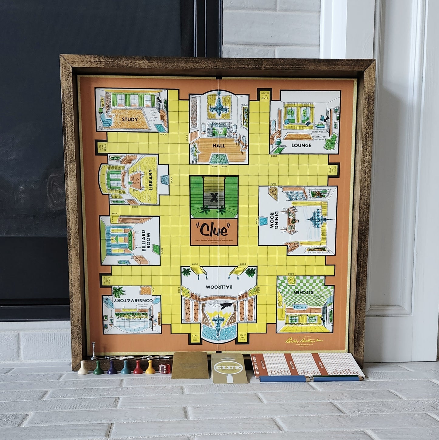 Display and Play 1963 Clue Handmade Framed Board Game