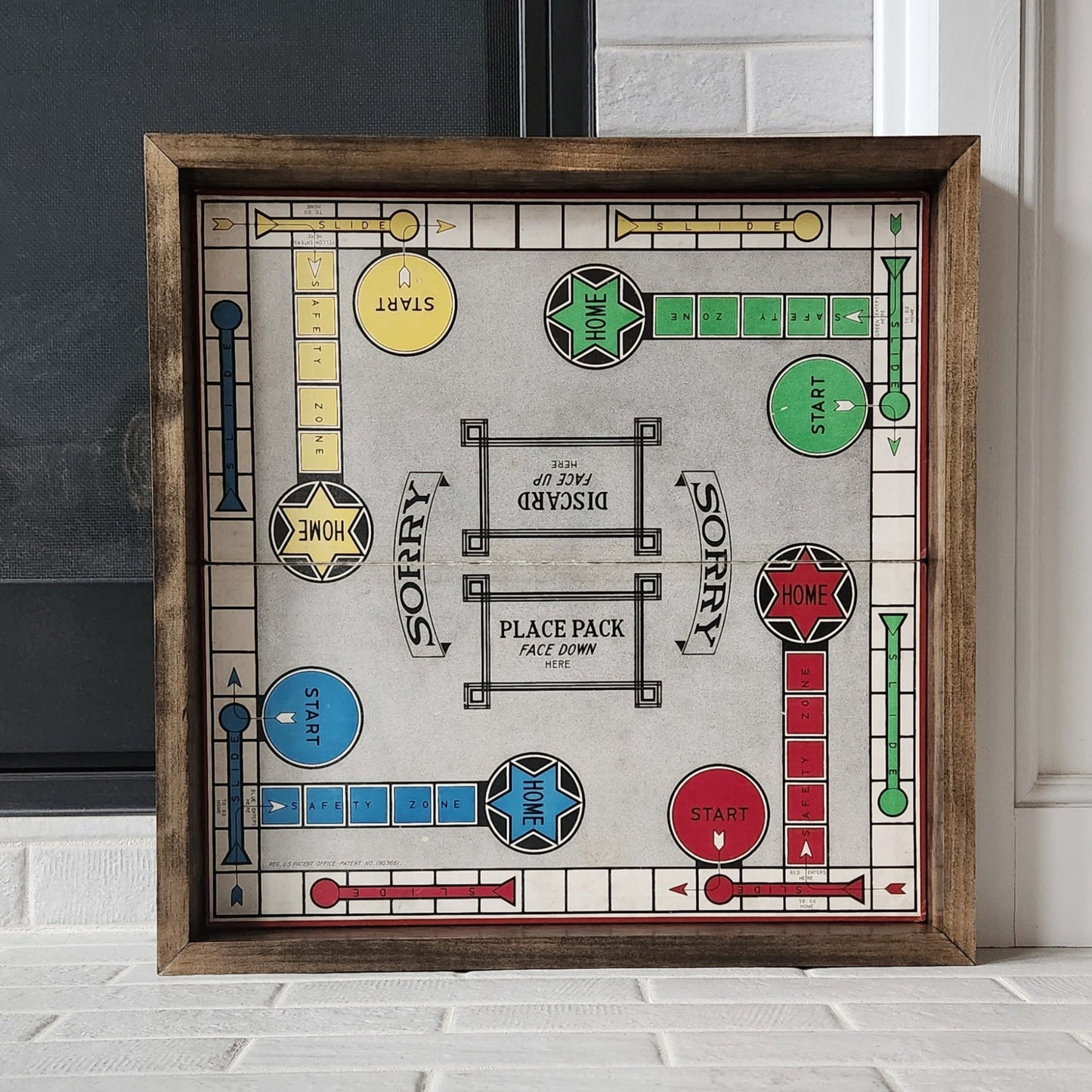 Display and Play 1934 The Fashionable English Game Sorry! Handmade Framed Board Game