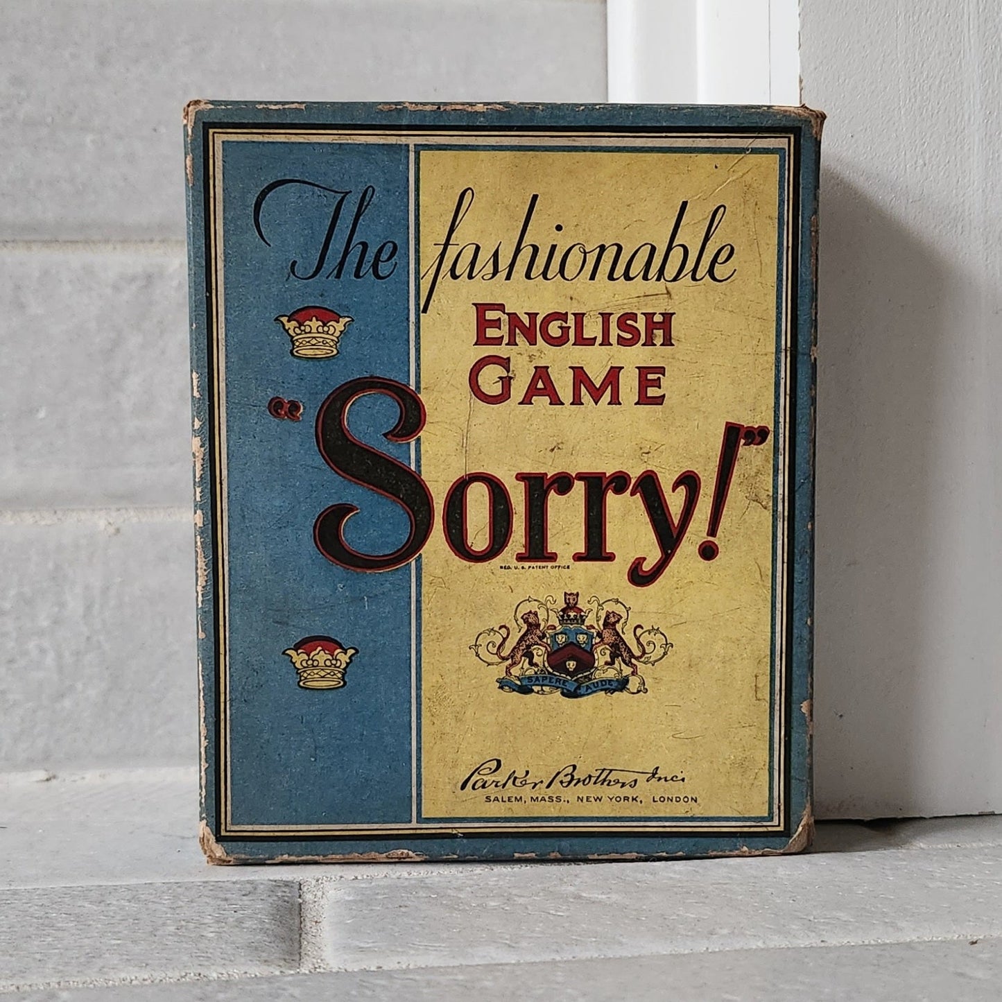 Display and Play 1934 The Fashionable English Game Sorry! Handmade Framed Board Game
