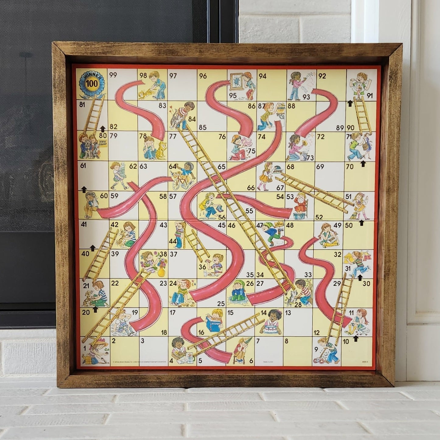 Display and Play 1979 Chutes and Ladders Handmade Framed Board Game