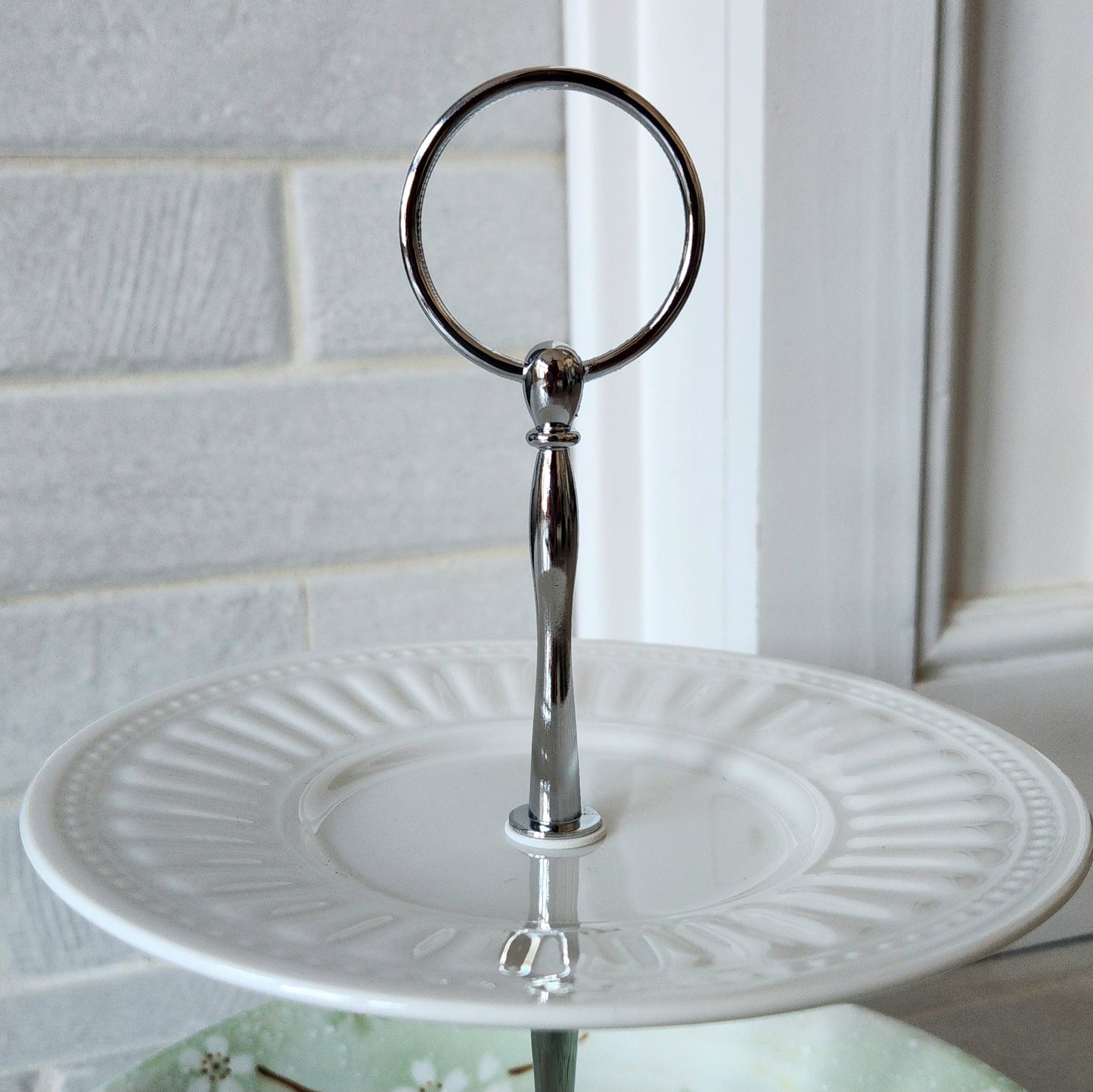 2 Tier Cake Stand White Cherry Blossoms