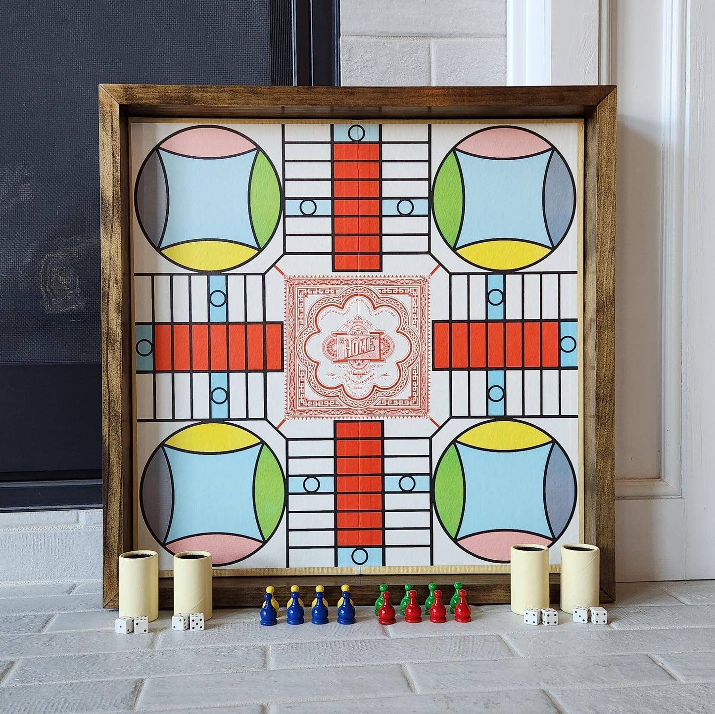 Display and Play 1967 Parcheesi Handmade Framed Board Game
