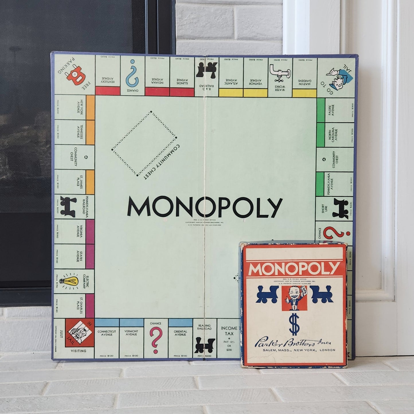 1936 Monopoly Blue Box No. 5 Original Color Pallet Dual Patent Set