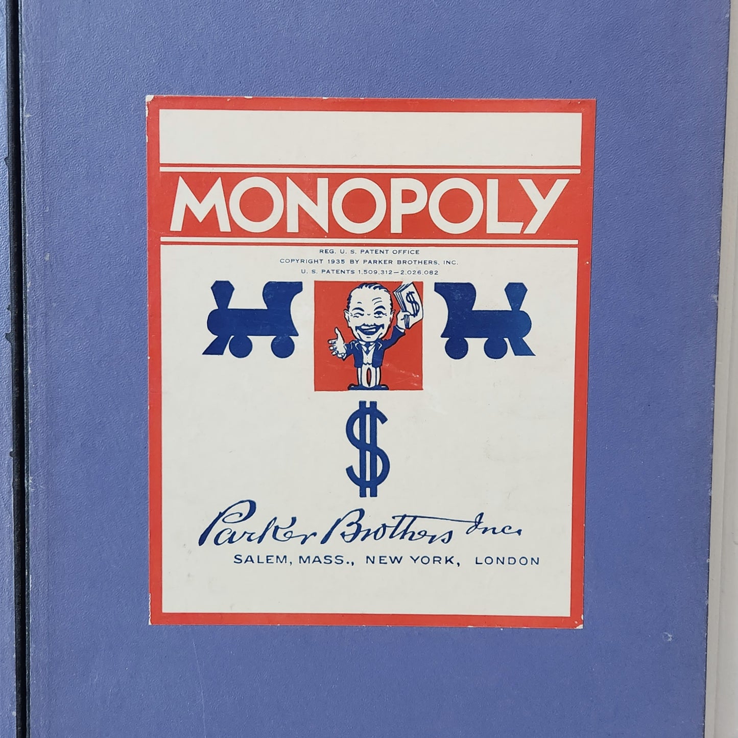 1936 Monopoly Blue Box No. 5 Original Color Pallet Dual Patent Set