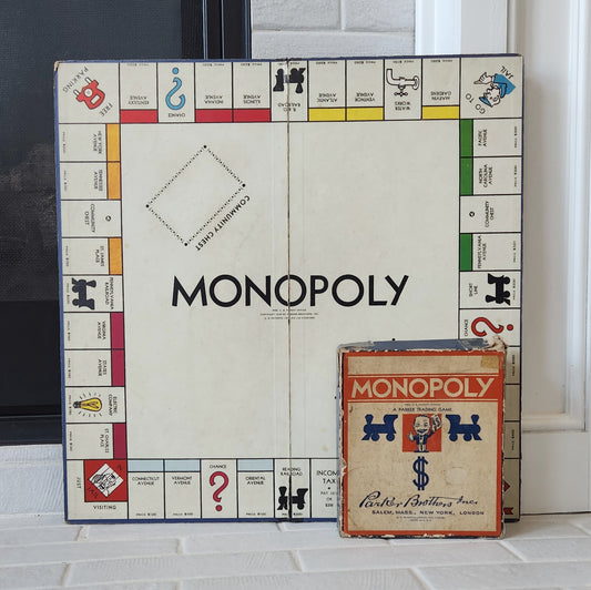 1937-38 Monopoly Number 6 Blue Box Dual Patent Set