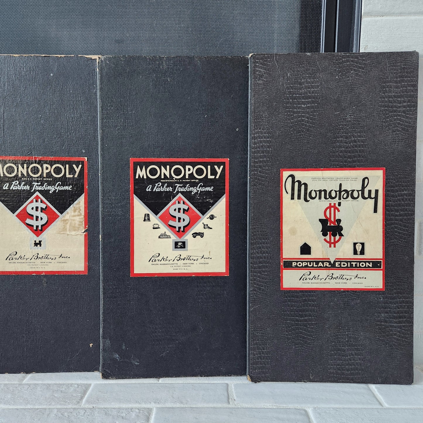 Set of 5 Vintage Monopoly Boards - Popular Diamond Blue Box