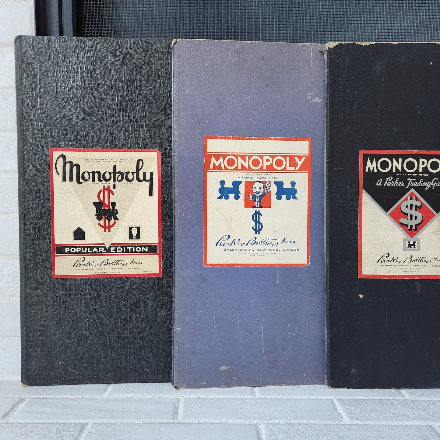 Set of 5 Vintage Monopoly Boards - Popular Diamond Blue Box