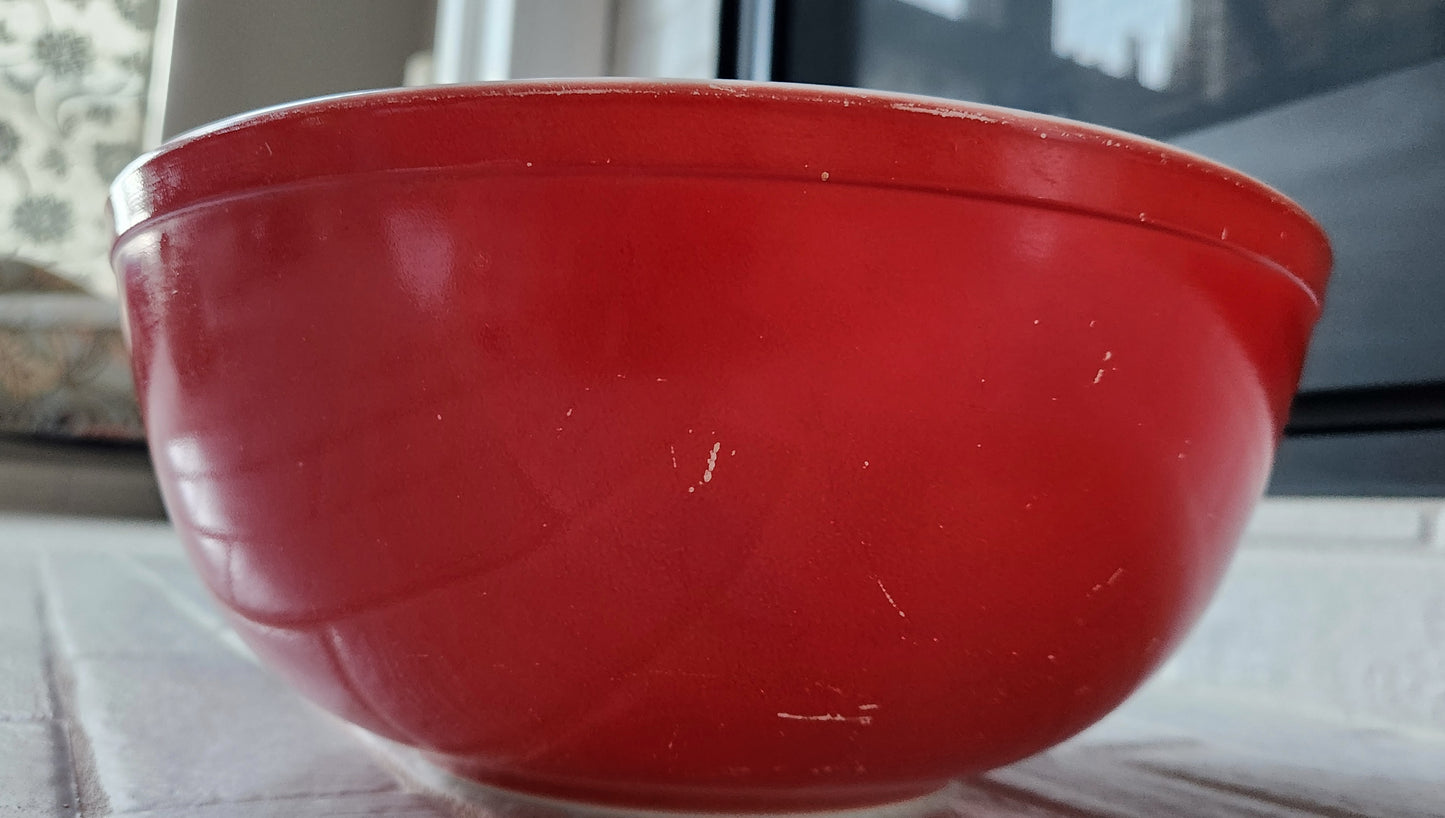 1949 Pyrex Red 4qt Open Stock Mixing Bowl