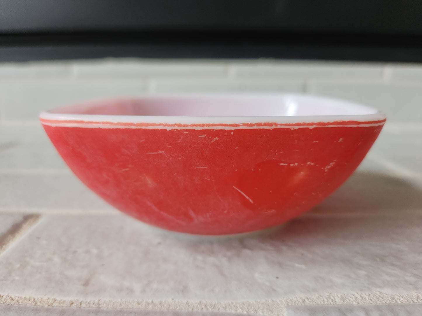 1950s Pyrex Autumn Red Square Hostess Ramekin #410 12oz