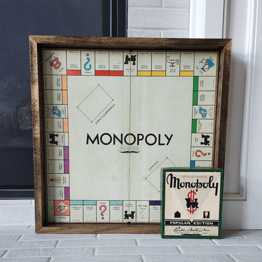 Display and Play 1953 Monopoly Green Mustache Handmade Framed Board Game