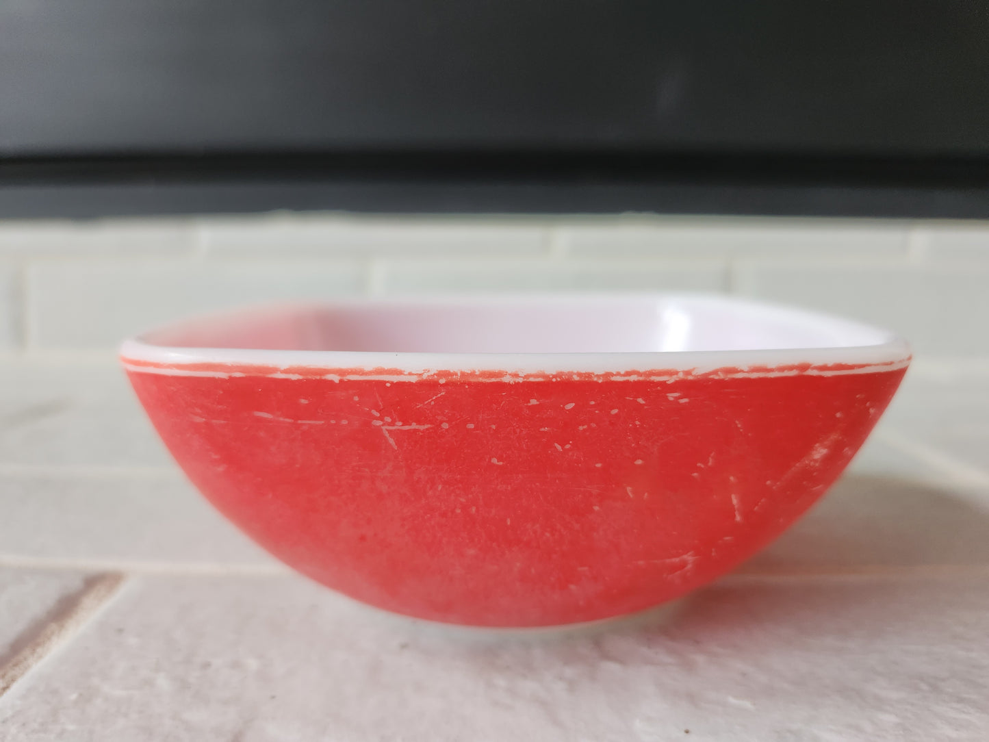 1950s Pyrex Autumn Red Square Hostess Ramekin #410 12oz