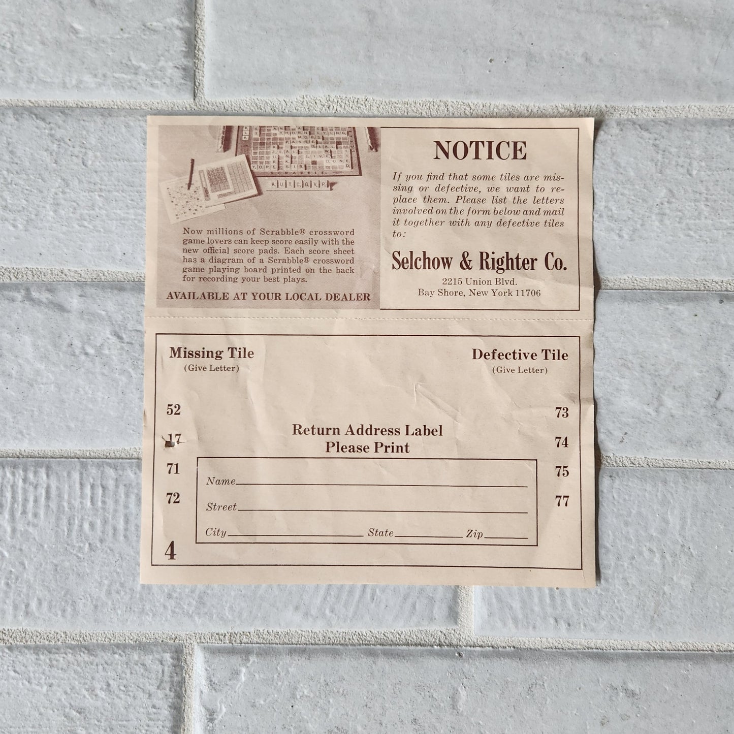 Display and Play 1971 Scrabble Handmade Framed Board Game