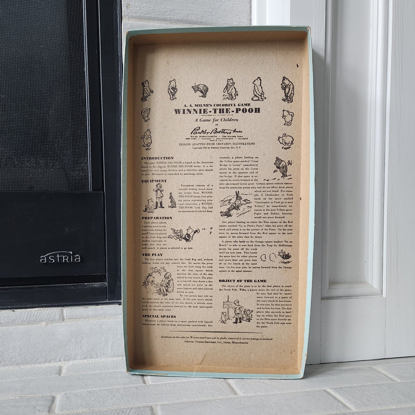 Display and Play 1959 Winnie The Pooh Handmade Framed Board Game