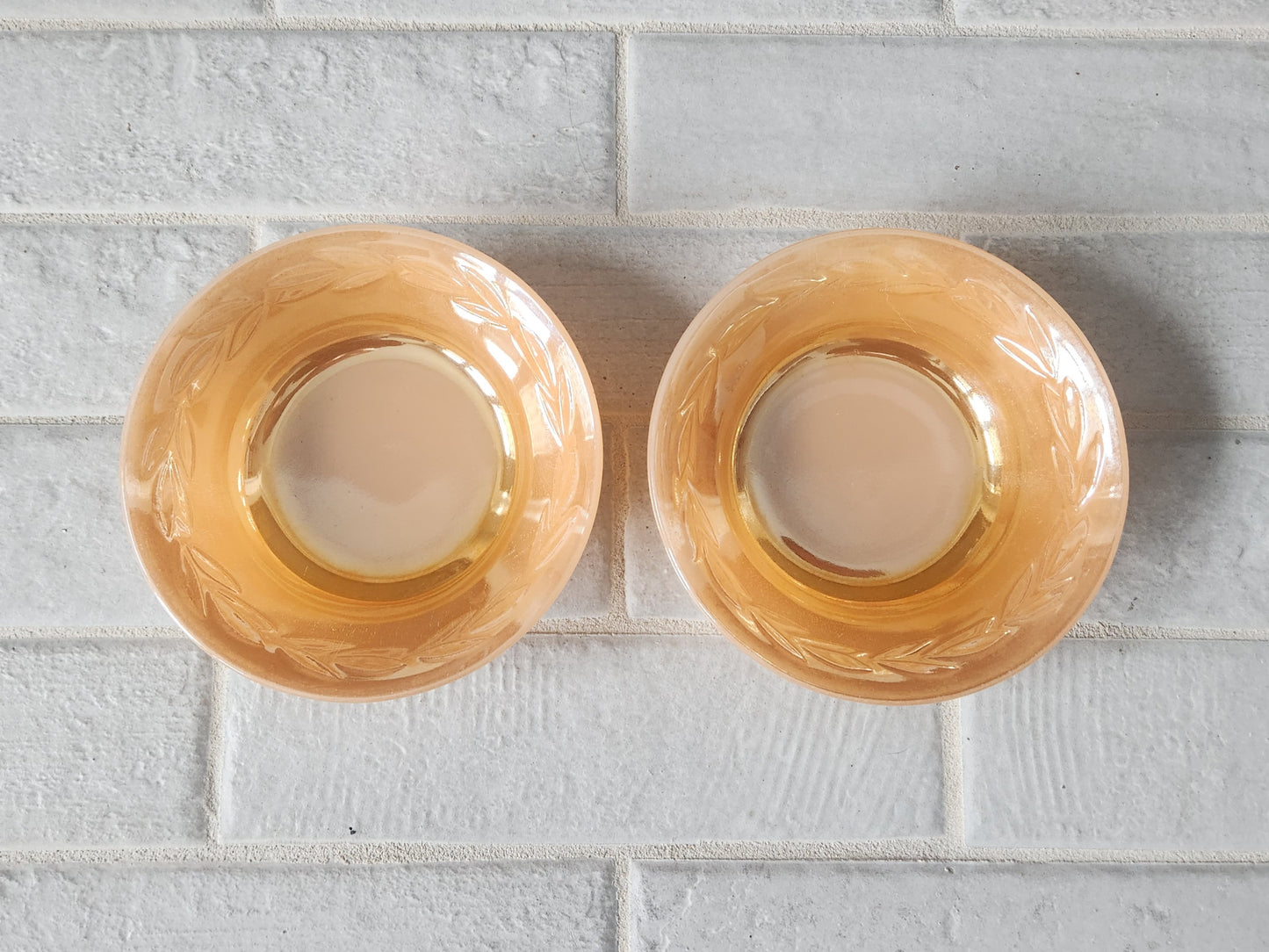 1950s Fire King Peach Lustre Laurel Leaf Dishes