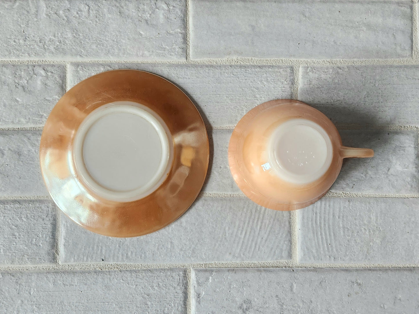 1950s Fire King Peach Lustre Laurel Leaf Dishes