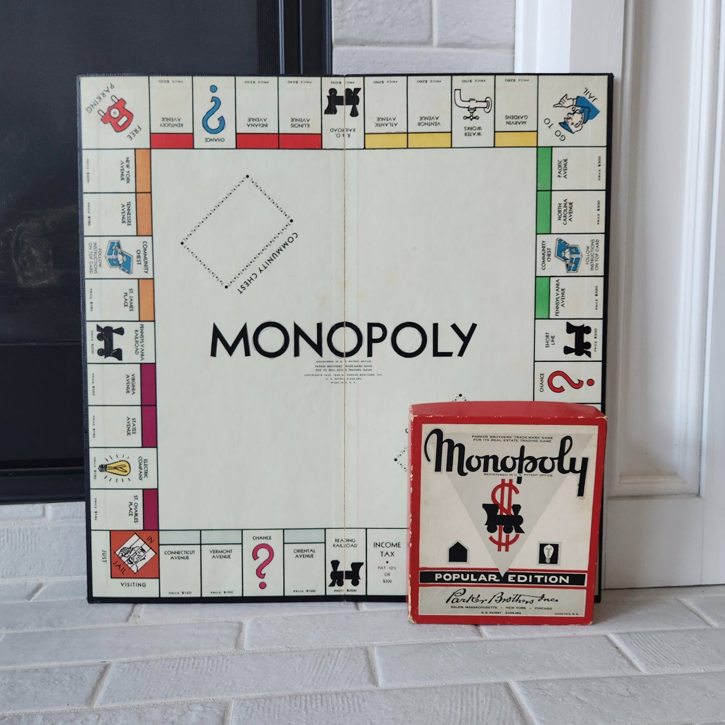1952 Monopoly Popular Edition Red Single Patent Set