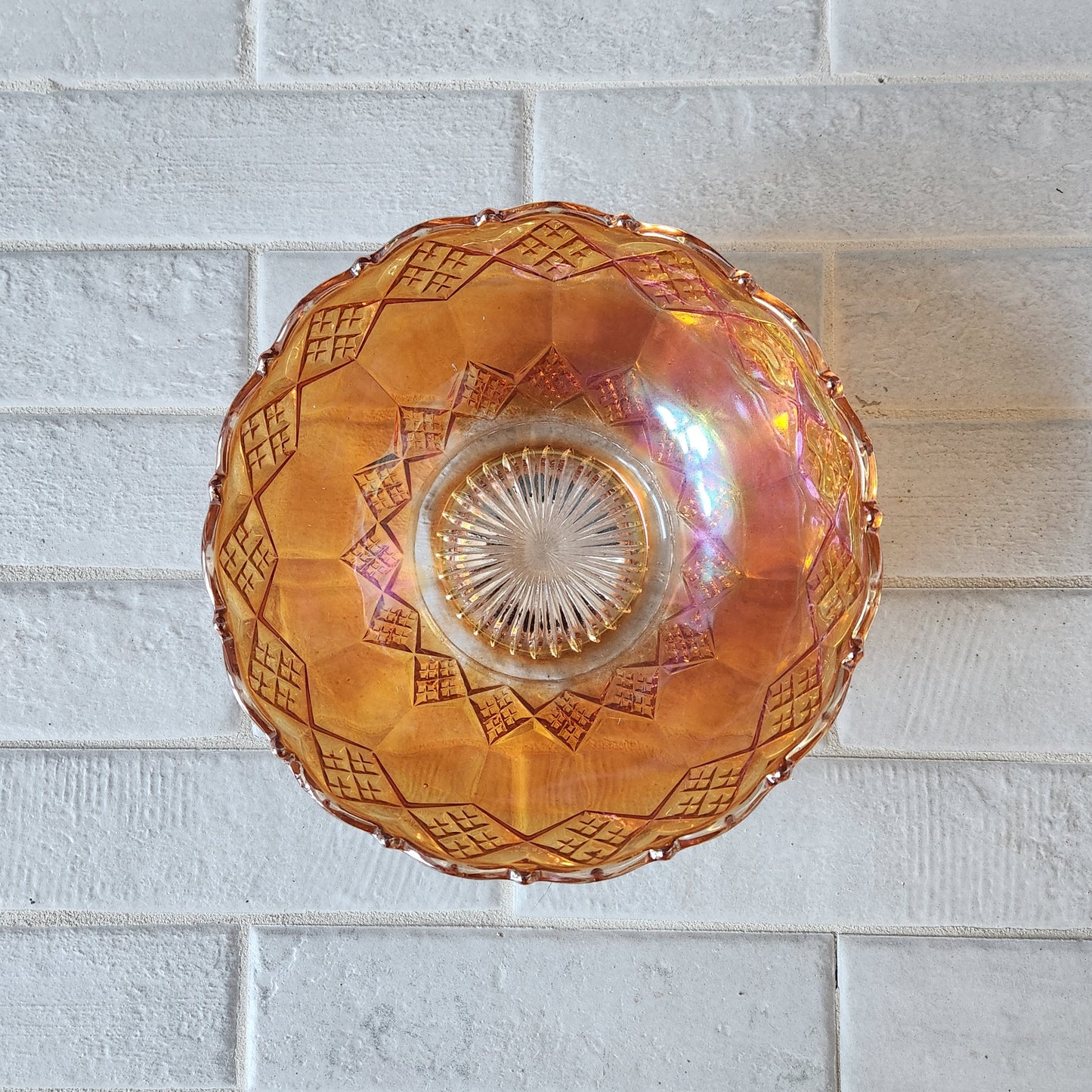 Vintage Marigold Carnival Iridescent Glass Bowl