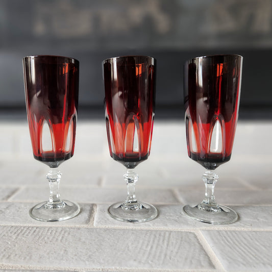 Gothic by Cristal d'Arques-Durand Ruby Red Champagne/Parfait Glasses