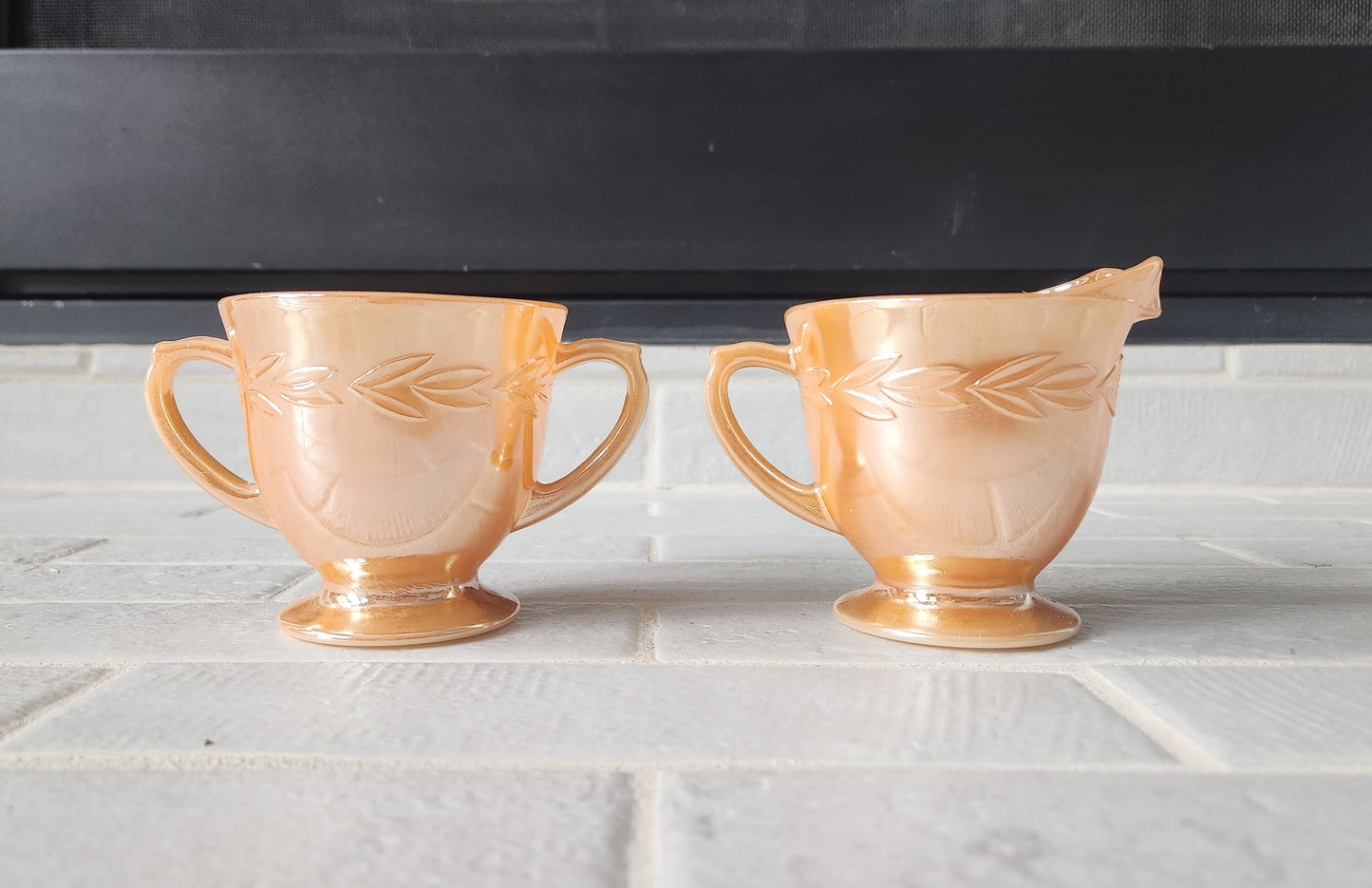 1950s Fire King Peach Lustre Laurel Leaf Dishes