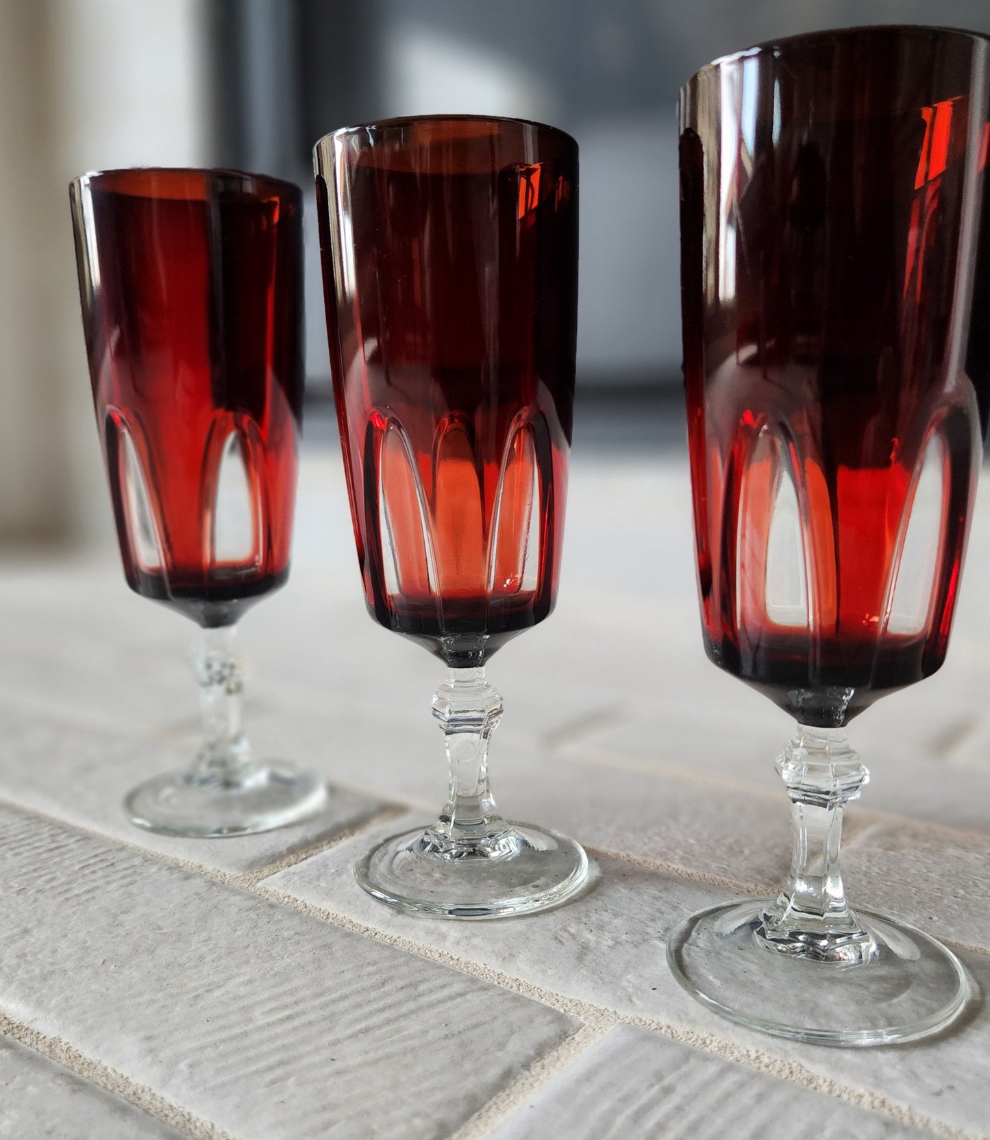 Gothic by Cristal d'Arques-Durand Ruby Red Champagne/Parfait Glasses