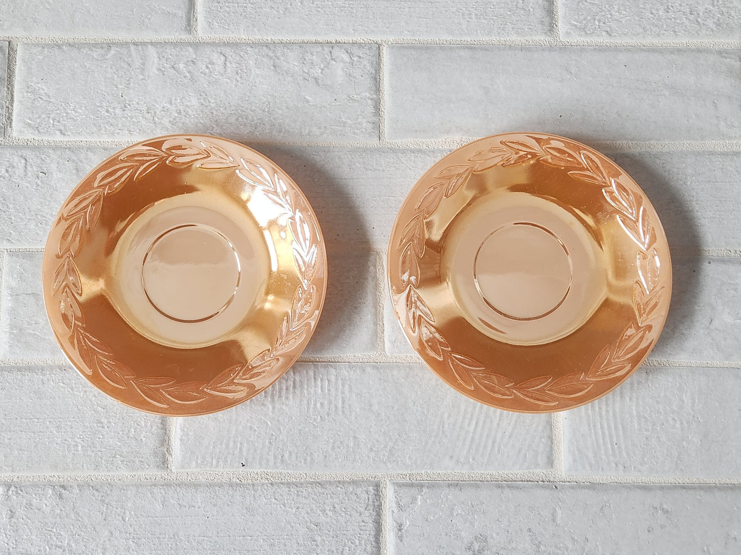 1950s Fire King Peach Lustre Laurel Leaf Dishes