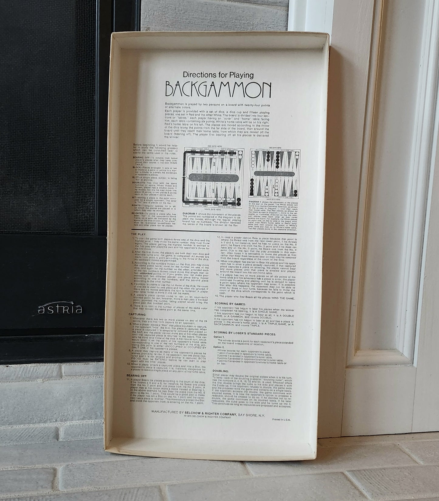 Display and Play 1975 Backgammon Framed Board Game