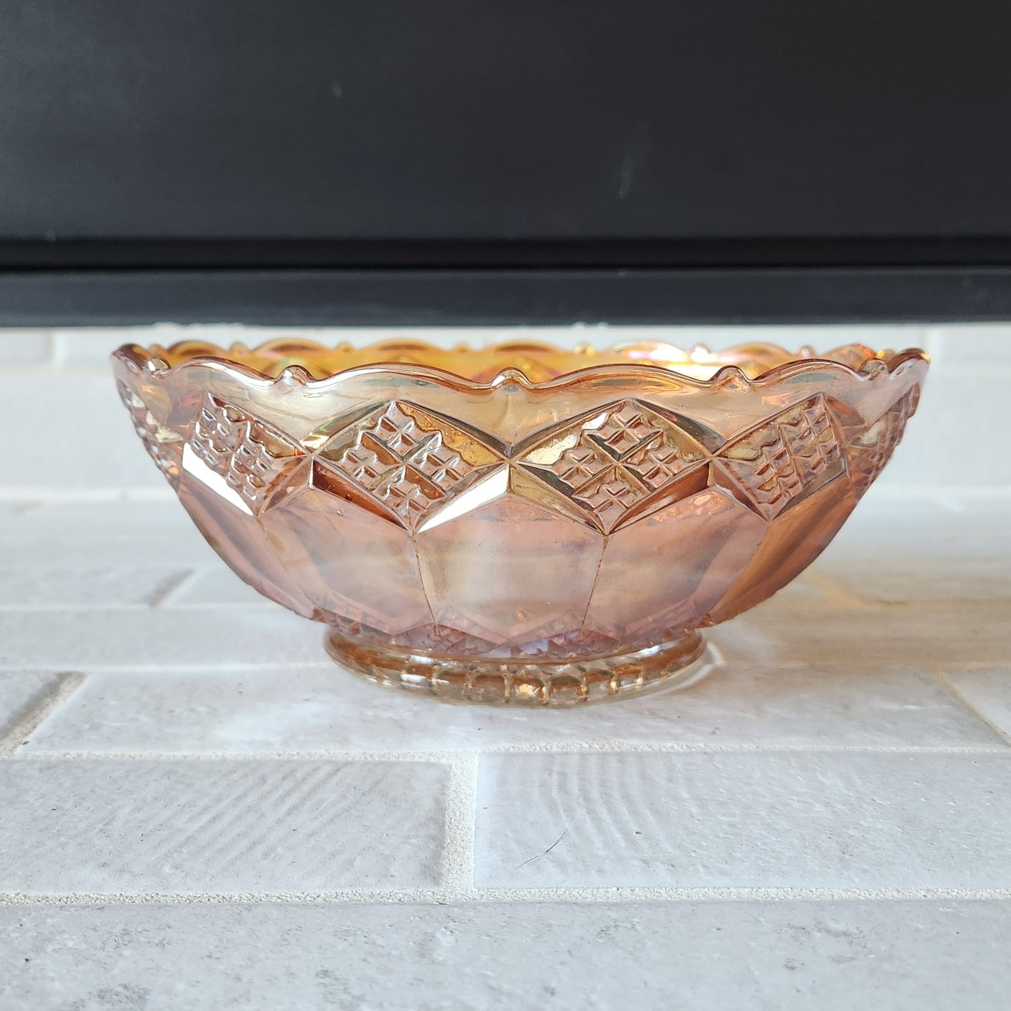 Vintage Marigold Carnival Iridescent Glass Bowl