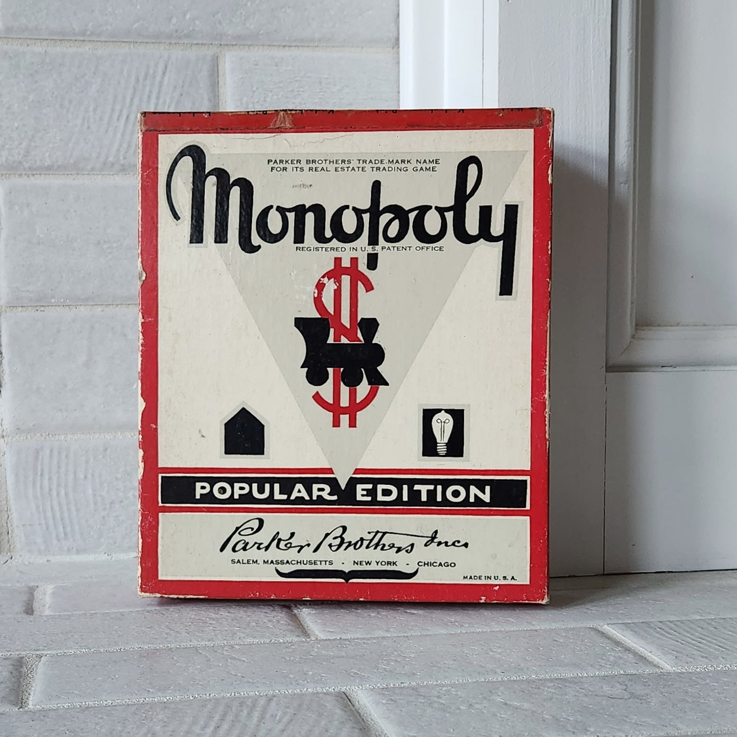 Display and Play 1953 Monopoly Red Mustache Handmade Framed Board Game