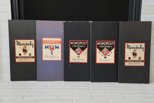 Set of 5 Vintage Monopoly Boards - Popular Diamond Blue Box