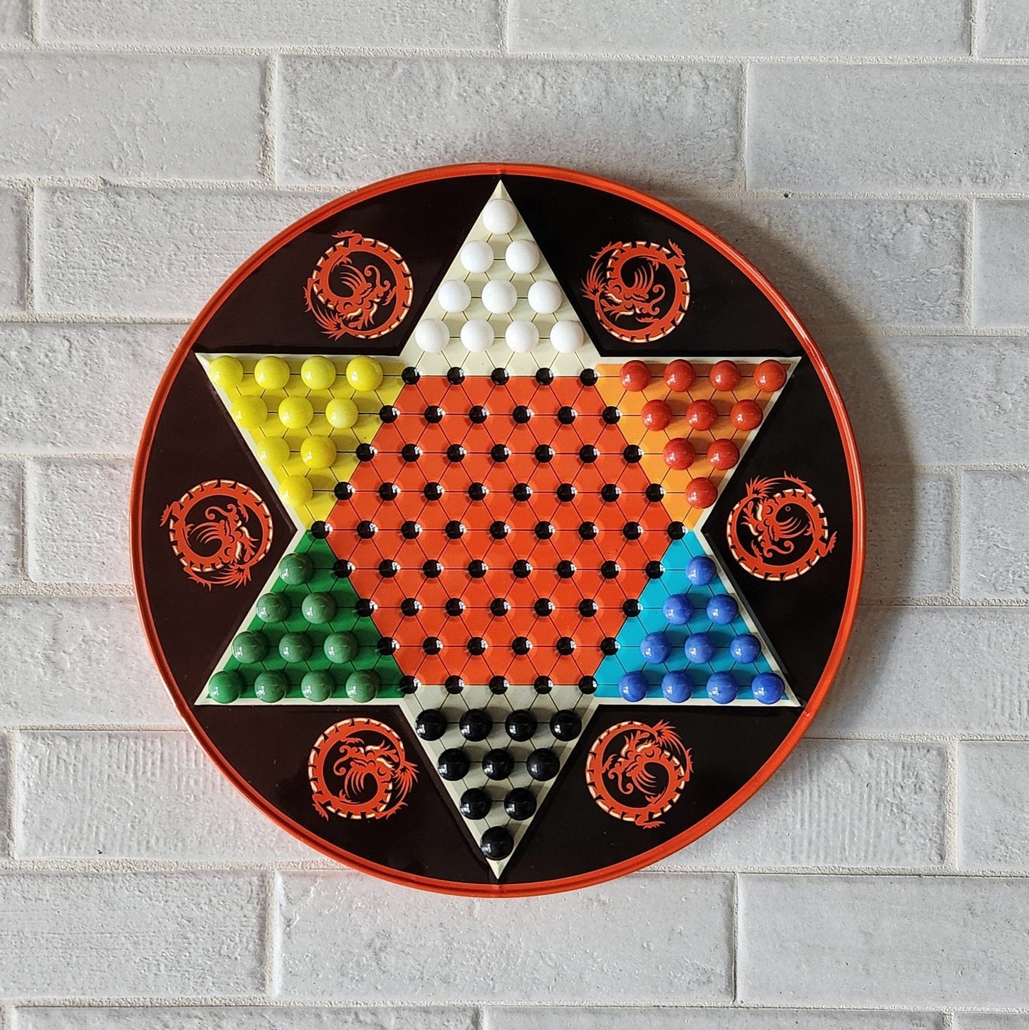 Display and Play 1970s Chinese Checkers Framed Board Game