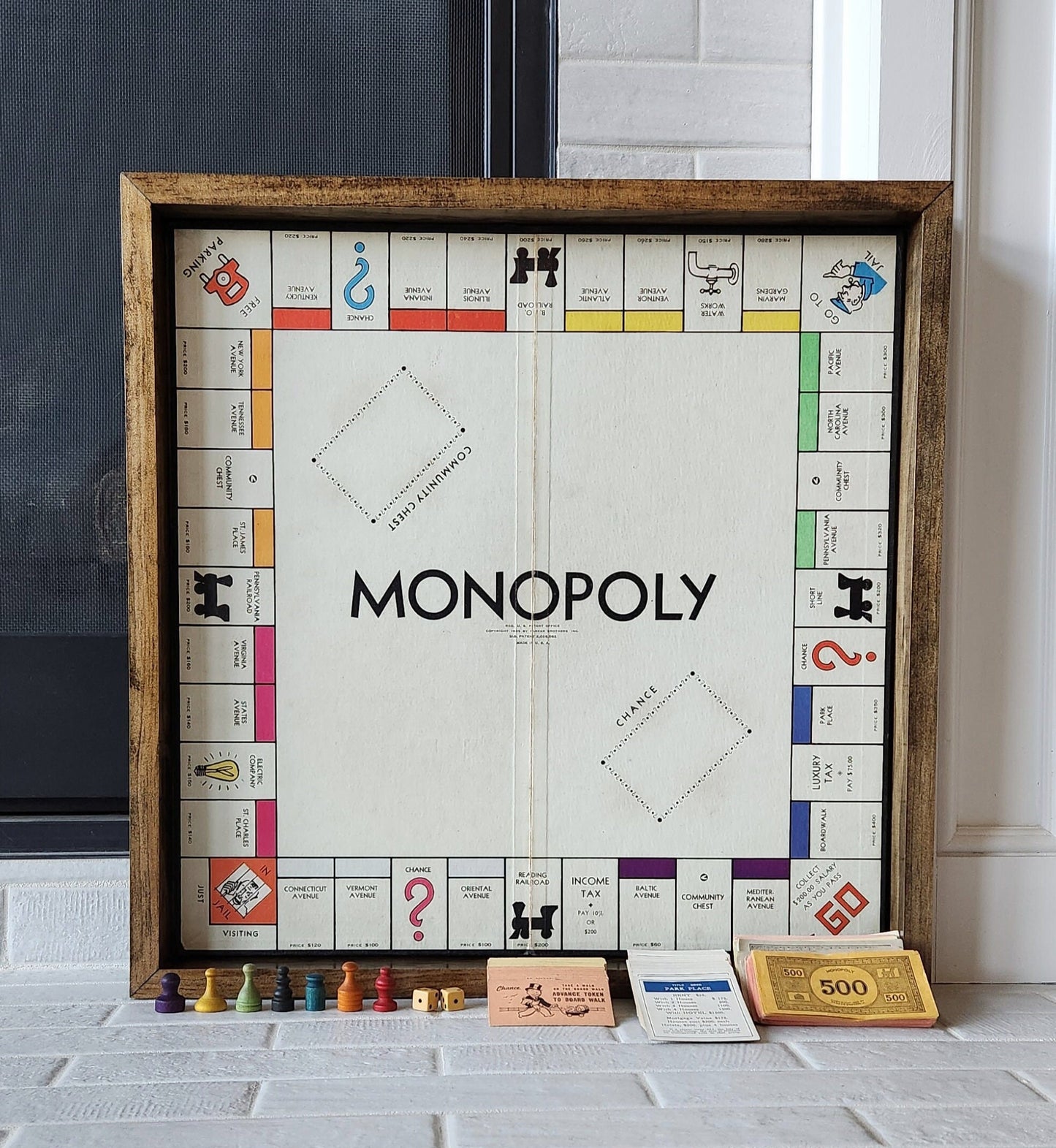 Display and Play 1941 Monopoly Handmade Framed Board Game