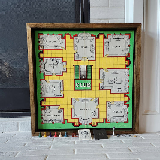 Display and Play 1950 Clue Handmade Framed Board Game