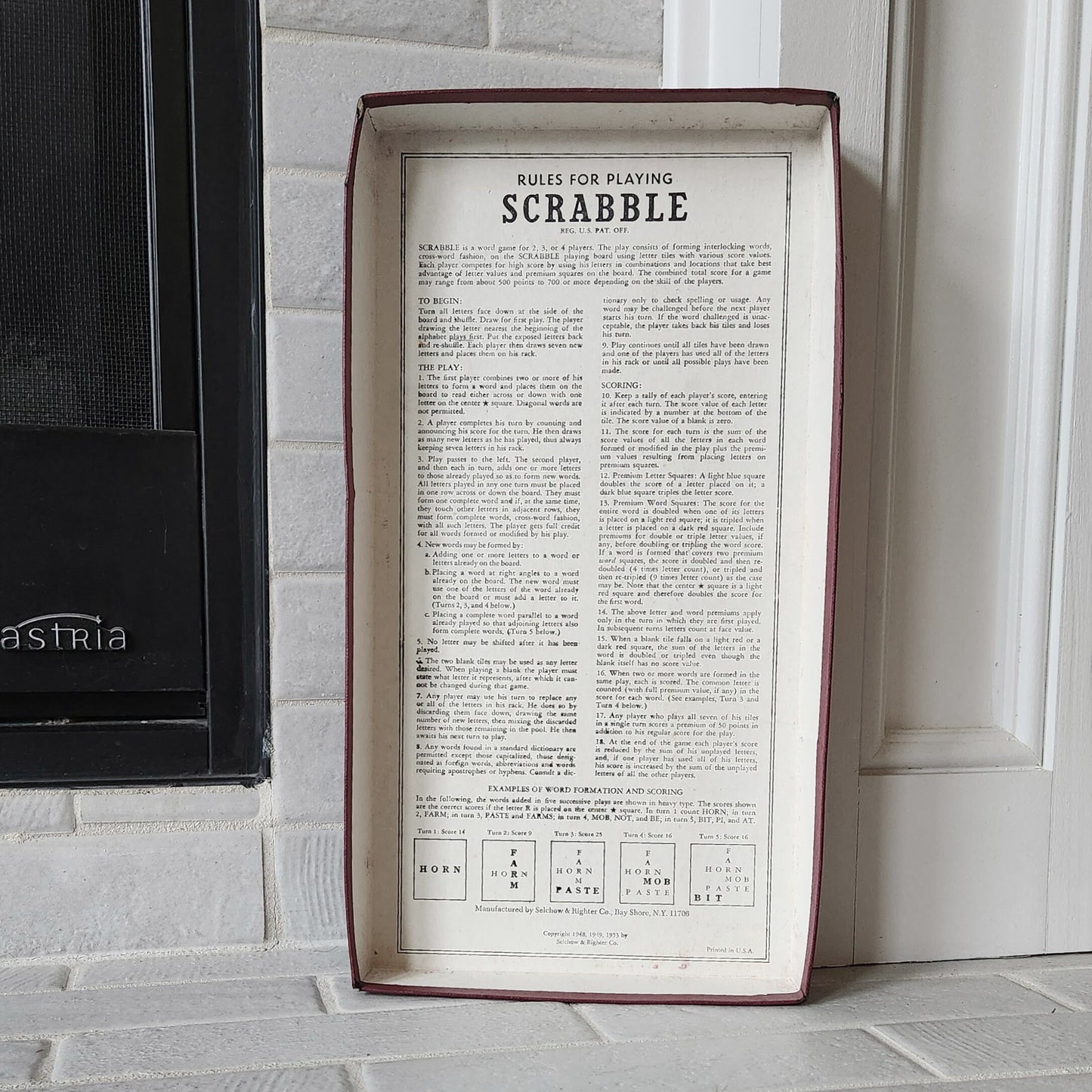 Display and Play 1971 Scrabble Handmade Framed Board Game