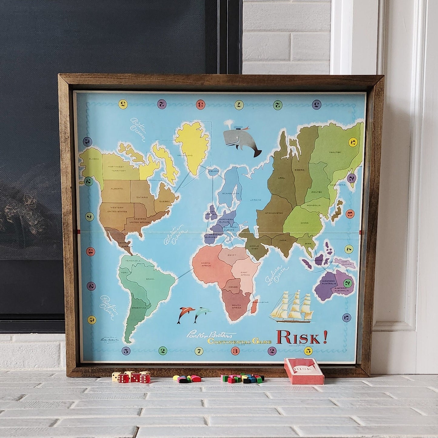 Display and Play 1963 RISK Handmade Framed Board Game